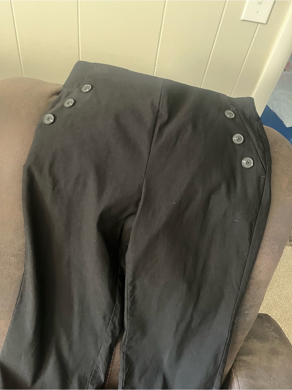 Tribal Black High-Waist Button Detail Chinos